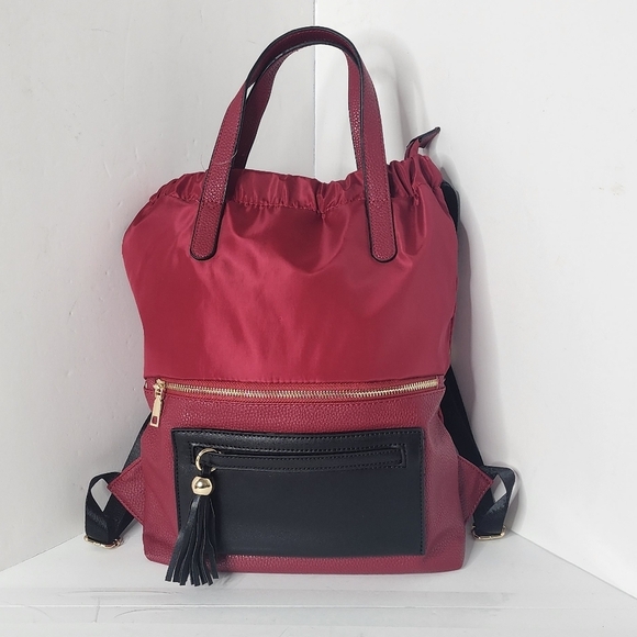 A R New York Women's Red Nylon Backpack - Picture 3 of 10